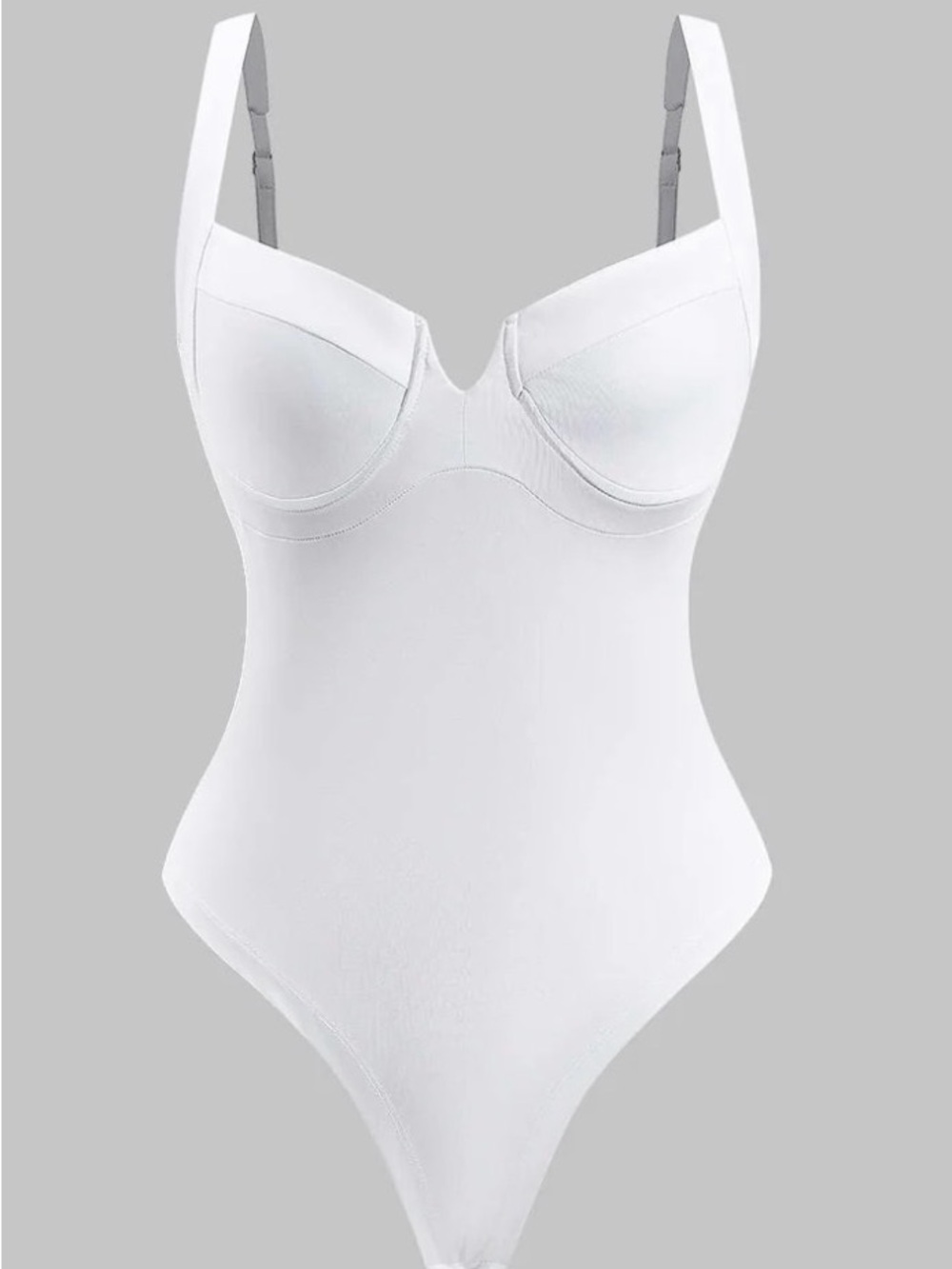 White Underwire Shaping Bodysuit with Adjustable Straps